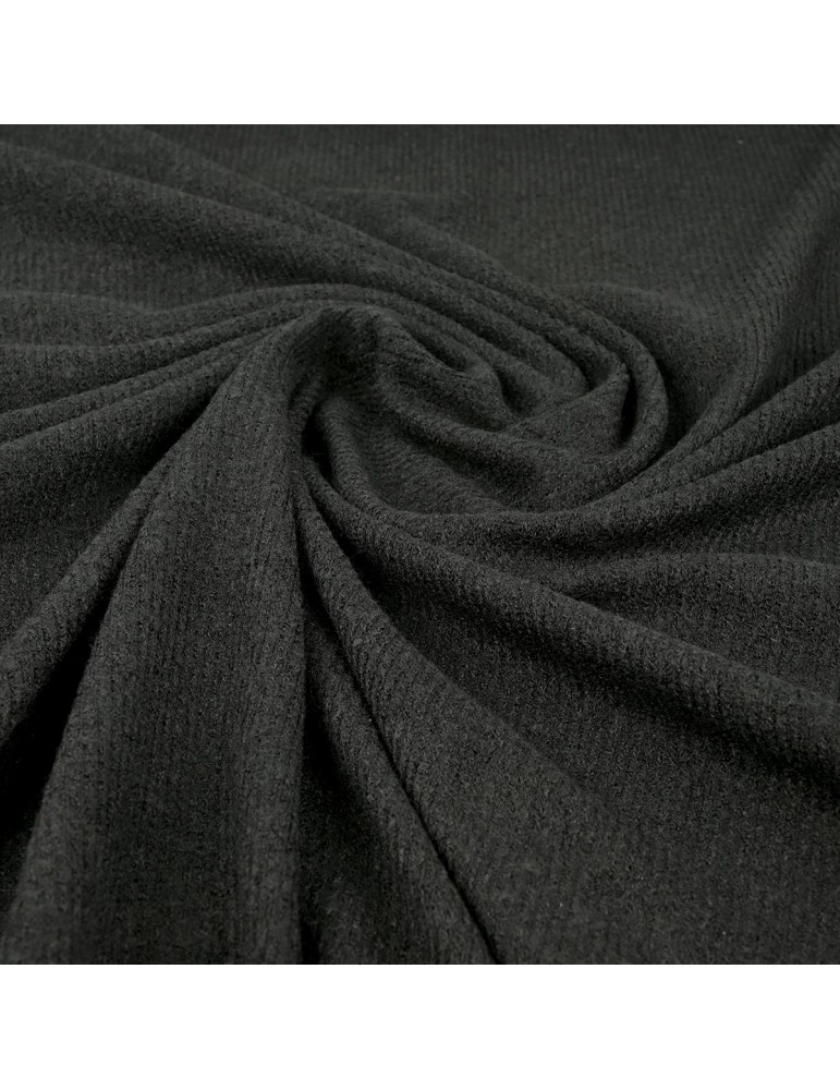 Tissu jersey côtelé uni noir