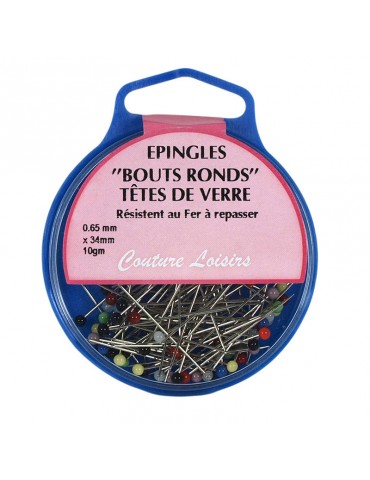 Boîte de 95 épingles têtes de verre 34 mm