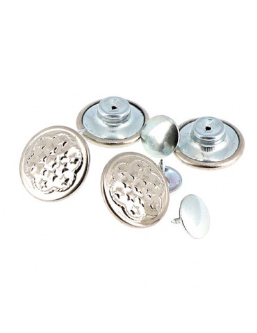 Blister de 4 boutons automatiques argent étoilés 17 mm 