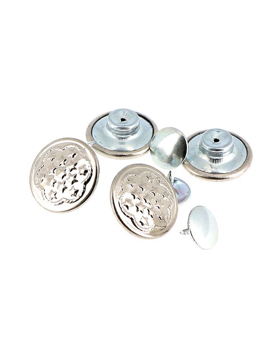 Blister de 4 boutons automatiques argent étoilés 17 mm 