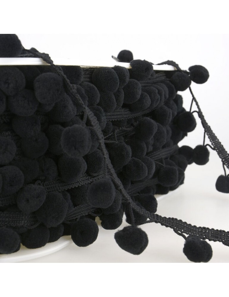 Galon pompons 20 mm noir