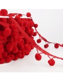 Galon pompons 20 mm rouge