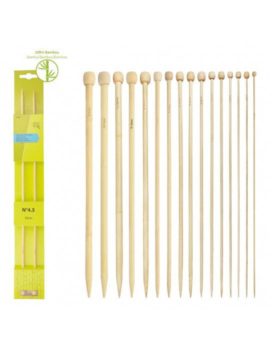 Aiguilles à tricoter en bambou 35cm ø5mm