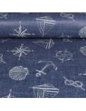 Toile cirée imprimée bleu