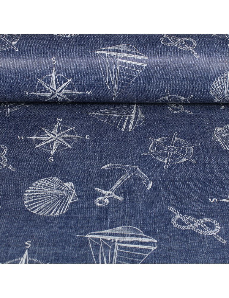 Toile cirée imprimée bleu