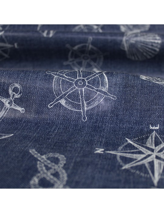 Toile cirée imprimée bleu