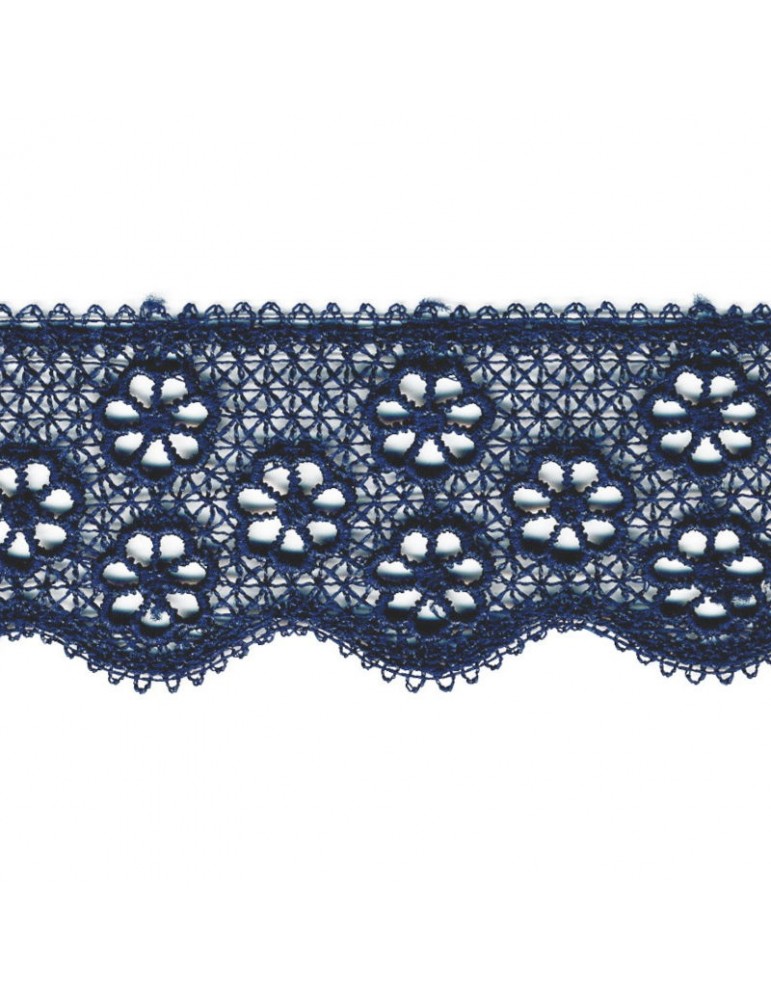 Guipure Fleurs 40 mm bleu