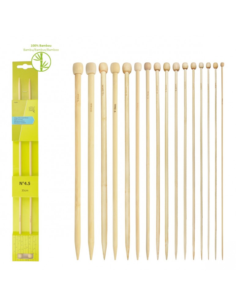 Aiguilles à tricoter en bambou 35cm ø5mm Aiguilles à tricoter en bambou 35cm ø5mm