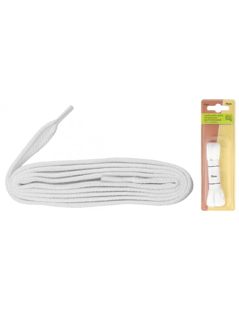 Lacets plats sport 1 paire blanc