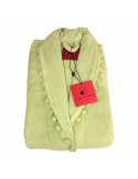 Peignoir femme vert à pompons Peignoir femme vert à pompons