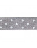 Ruban à pois 15 mm gris