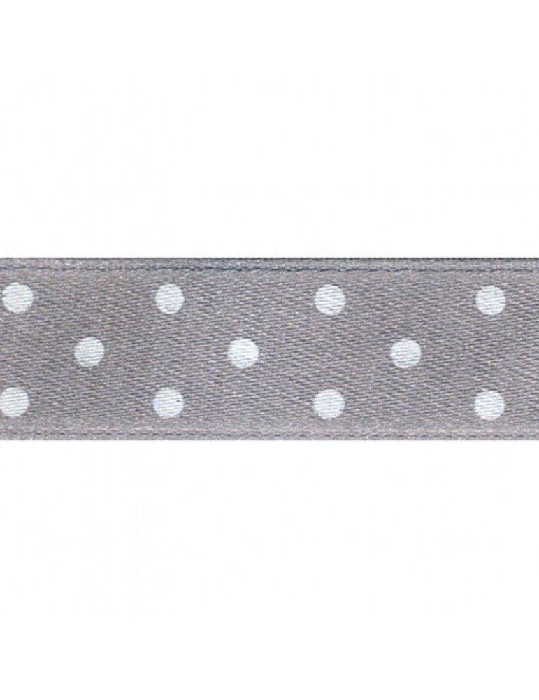 Ruban à pois 15 mm gris
