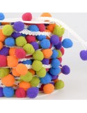 Galon pompons 25 mm multicolore Galon pompons 25 mm multicolore
