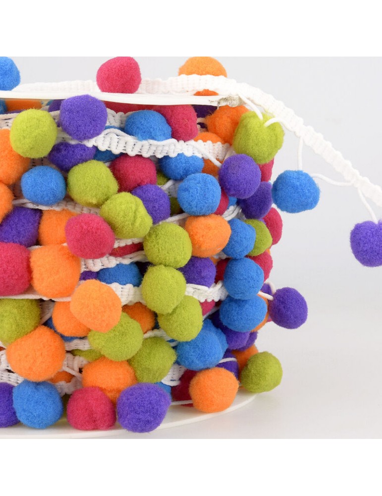 Galon pompons 25 mm multicolore Galon pompons 25 mm multicolore