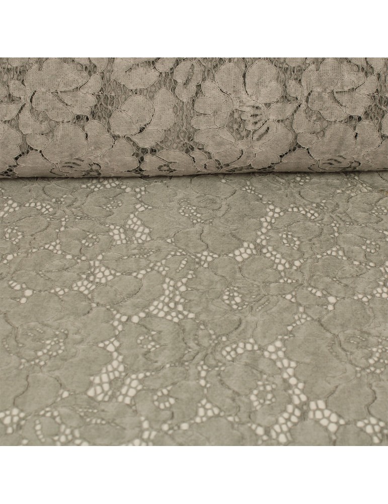 Tissu dentelle florale gris Tissu dentelle florale gris