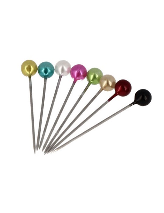 Assortiment de 150 épingles à tête plastique nacrée 30 mm