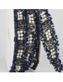 Galon robe perle 30 mm bleu Galon robe perle 30 mm bleu