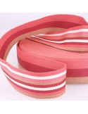 Sangle stripe double face 40 mm rose