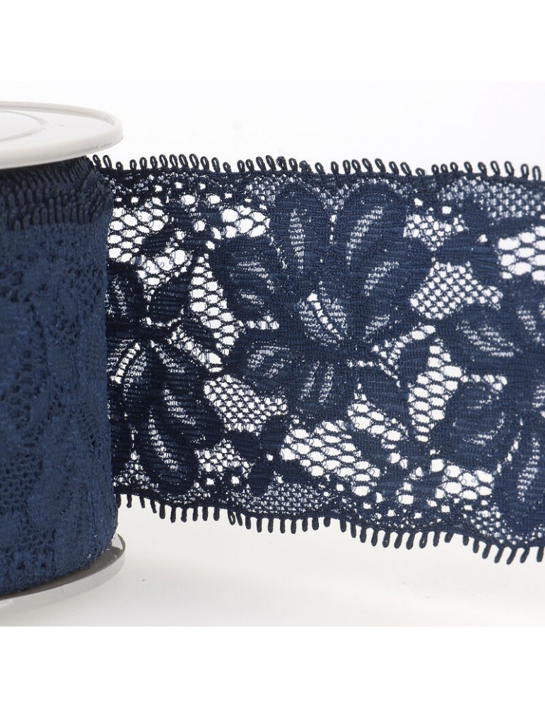 Tulle dentelle élastique 55 mm bleu Tulle dentelle élastique 55 mm bleu