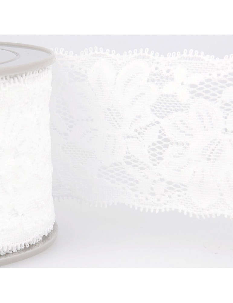 Tulle dentelle élastique 55 mm blanc Tulle dentelle élastique 55 mm blanc