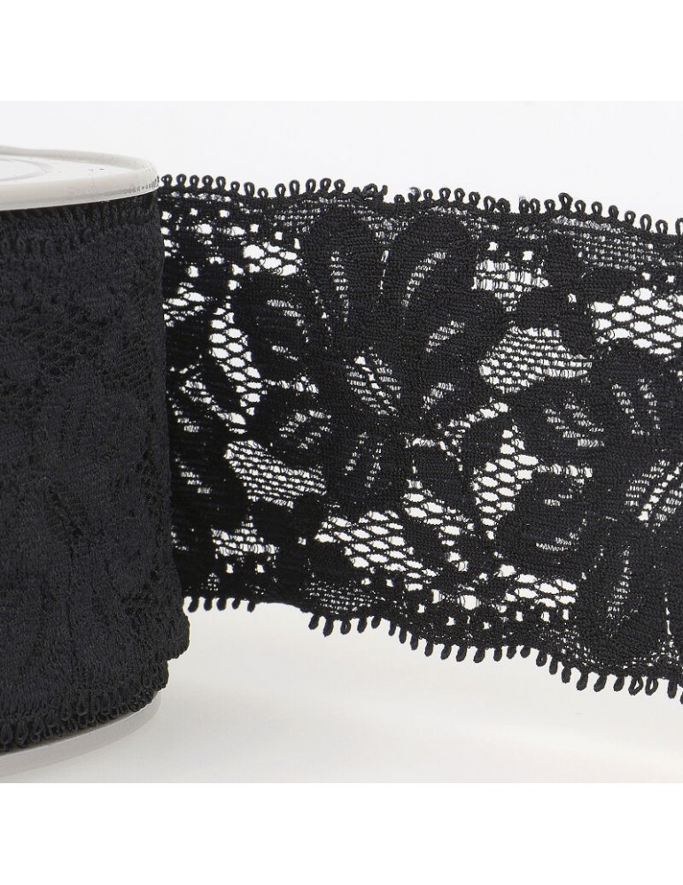 Tulle dentelle élastique 55 mm noir