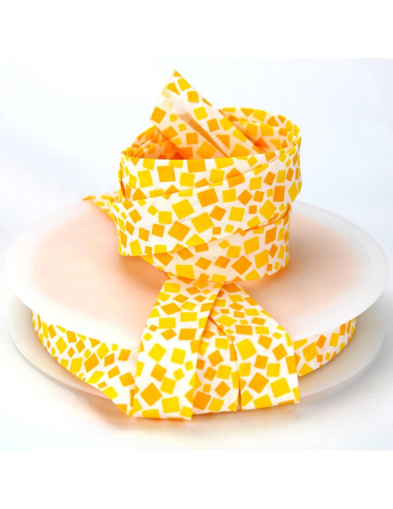 Biais replié mosaïque 20 mm jaune