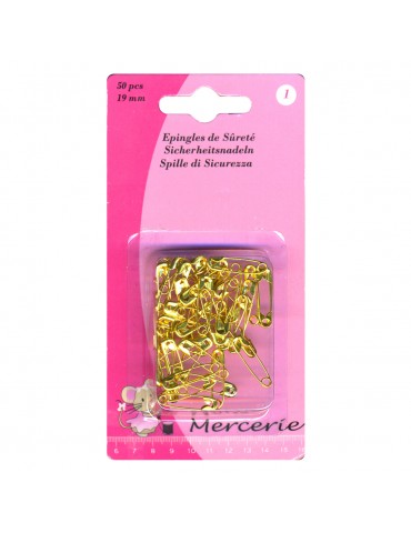 50 épingles de sûreté laiton 19 mm