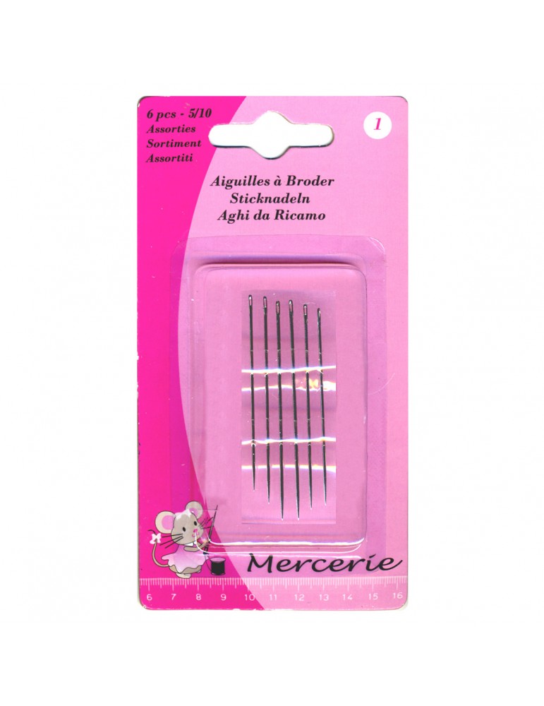 Lot de 6 aiguilles à broder 5/10 Lot de 6 aiguilles à broder 5/10