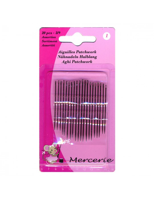 Lot de 20 aiguilles patchwork 3/9