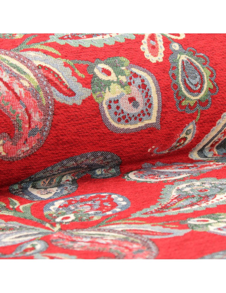 Tissu jacquard rouge