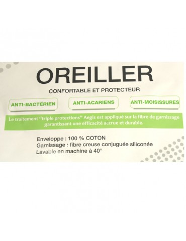 Oreiller coton confortable et protecteur 60 x 60 cm blanc