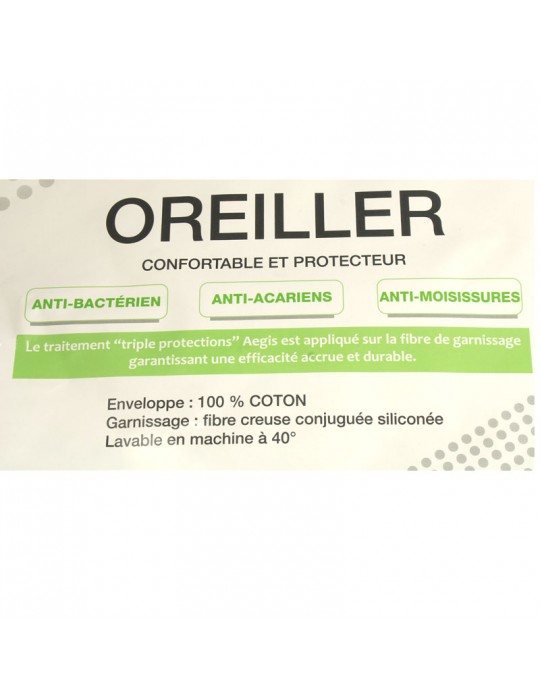 Oreiller coton confortable et protecteur 60 x 60 cm blanc