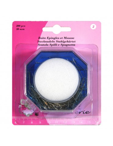 Boîte 200 épingles de 30 mm et mousse