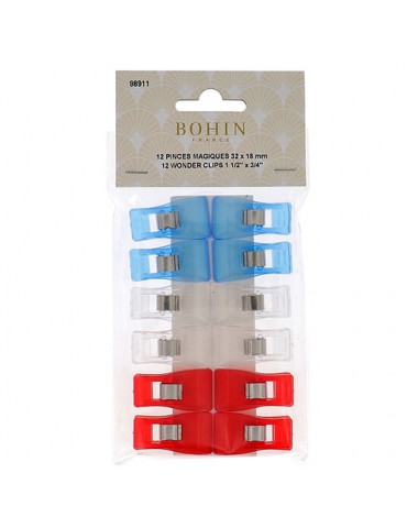 Lot de 12 pinces magiques 32 x 18 mm