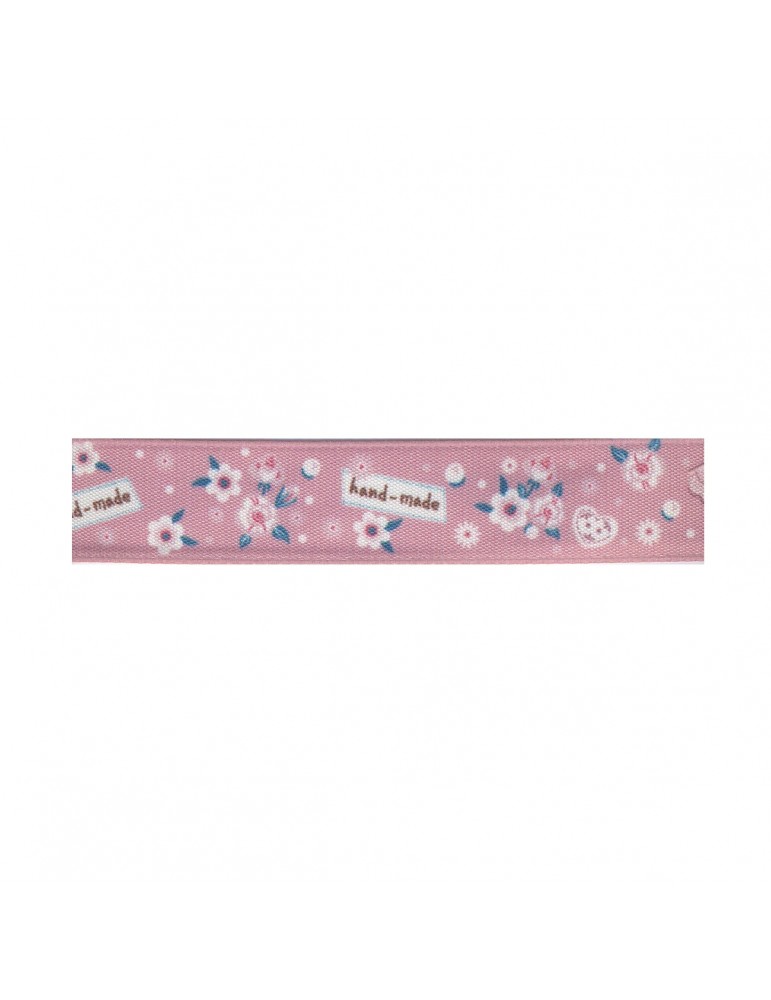 Ruban fleurs 16mm rose