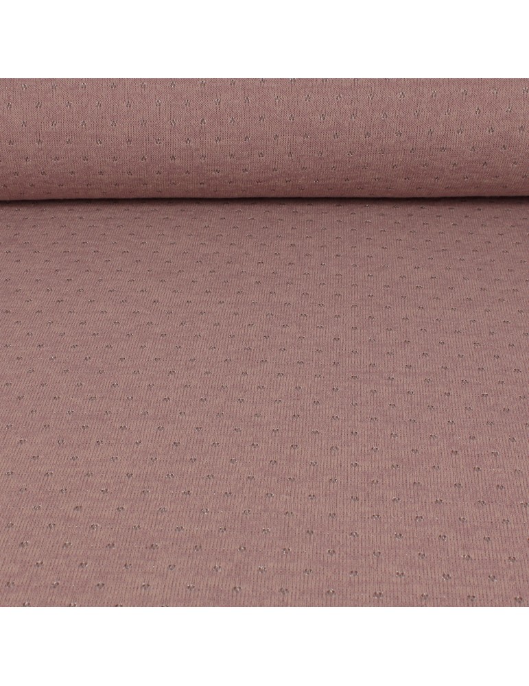 Tissu jersey polyester incrustation métallique rose Tissu jersey polyester incrustation métallique rose