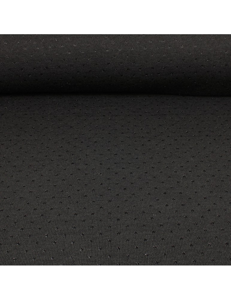 Tissu jersey polyester incrustation métallique noir Tissu jersey polyester incrustation métallique noir