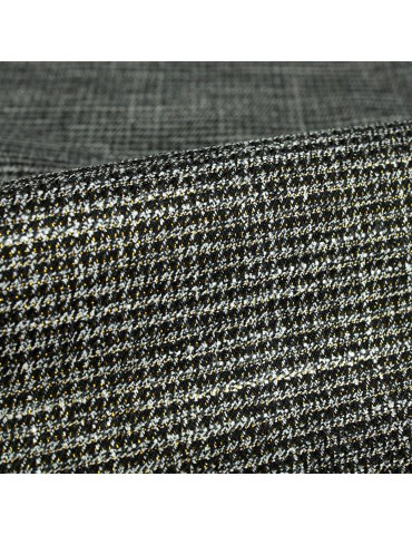 Tissu lainage Prince de galles pailleté doré