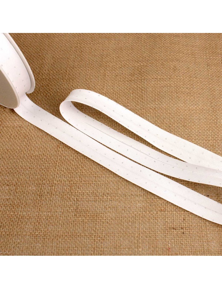 Biais replié motifs 20 mm blanc Biais replié motifs 20 mm blanc