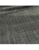 Tissu lainage à carreaux pailleté bandes rouges et bleues marron Tissu lainage à carreaux pailleté bandes rouges et bleues marron