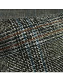 Tissu lainage à carreaux pailleté bandes rouges et bleues marron Tissu lainage à carreaux pailleté bandes rouges et bleues marron