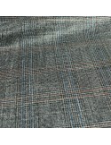 Tissu lainage à carreaux pailleté bandes rouges et bleues gris Tissu lainage à carreaux pailleté bandes rouges et bleues gris