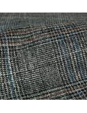 Tissu lainage à carreaux pailleté bandes rouges et bleues gris Tissu lainage à carreaux pailleté bandes rouges et bleues gris