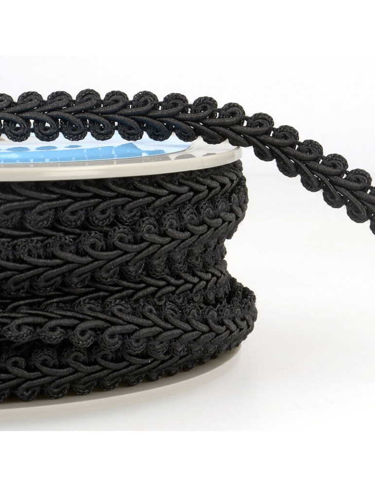 Galon épi de blé 12 mm noir Galon épi de blé 12 mm noir