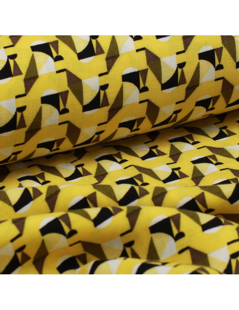 Tissu viscose imprimé jaune