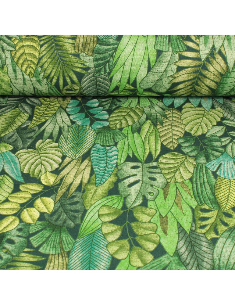 Tissu bachette imprimé végétaux 100 % coton 140 cm vert Tissu bachette imprimé végétaux 100 % coton 140 cm vert