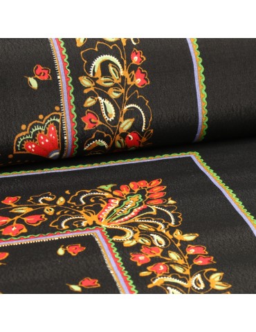 Tissu habillement viscose à fleurs rouges multicolore