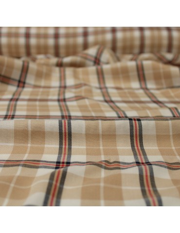 Tissu viscose à quadrillage beige