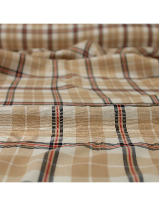 Tissu viscose à quadrillage beige