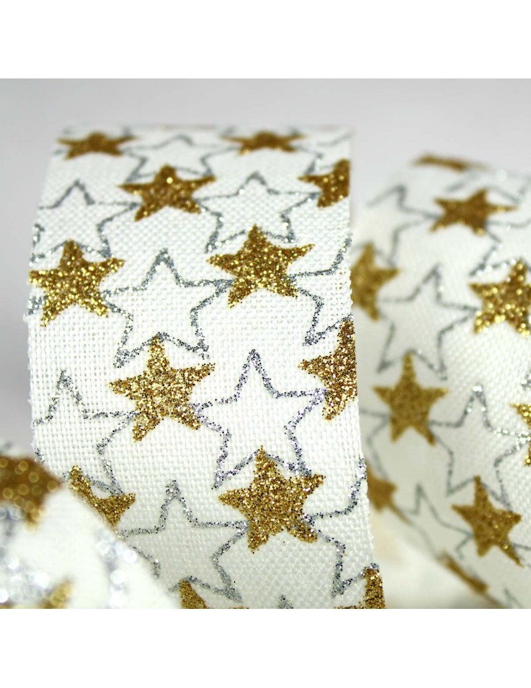 Ruban étoiles de noël doré